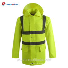 High visibility safety waterproof rain jacket for men wholesale